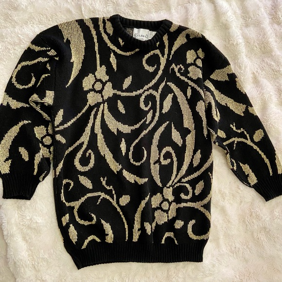 Ellen D collection black and gold sweater - Picture 1 of 4